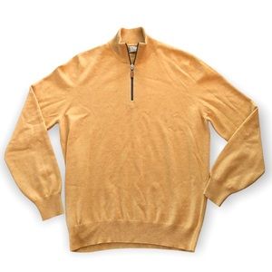 Brunello Cucinelli Cashmere 1/4 Zip Sweater Yellow Made in Italy Size 52 Large